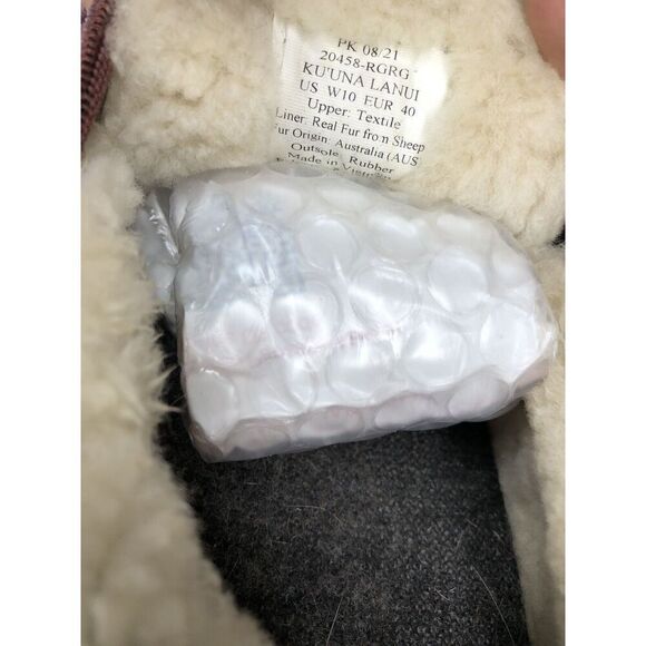 OluKai Ku'una Lanui Red Ginger Velvet Sheep Fur Slippers Women’s Sz 10M US/40EU - Picture 9 of 16